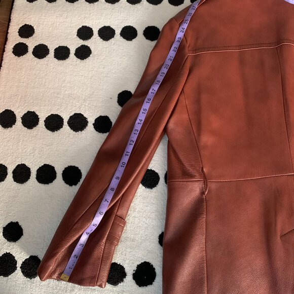 Vintage 70s Long Camel Leather Removable Quilt Liner Jacket Trench Coat Overcoat - Picture 16 of 16